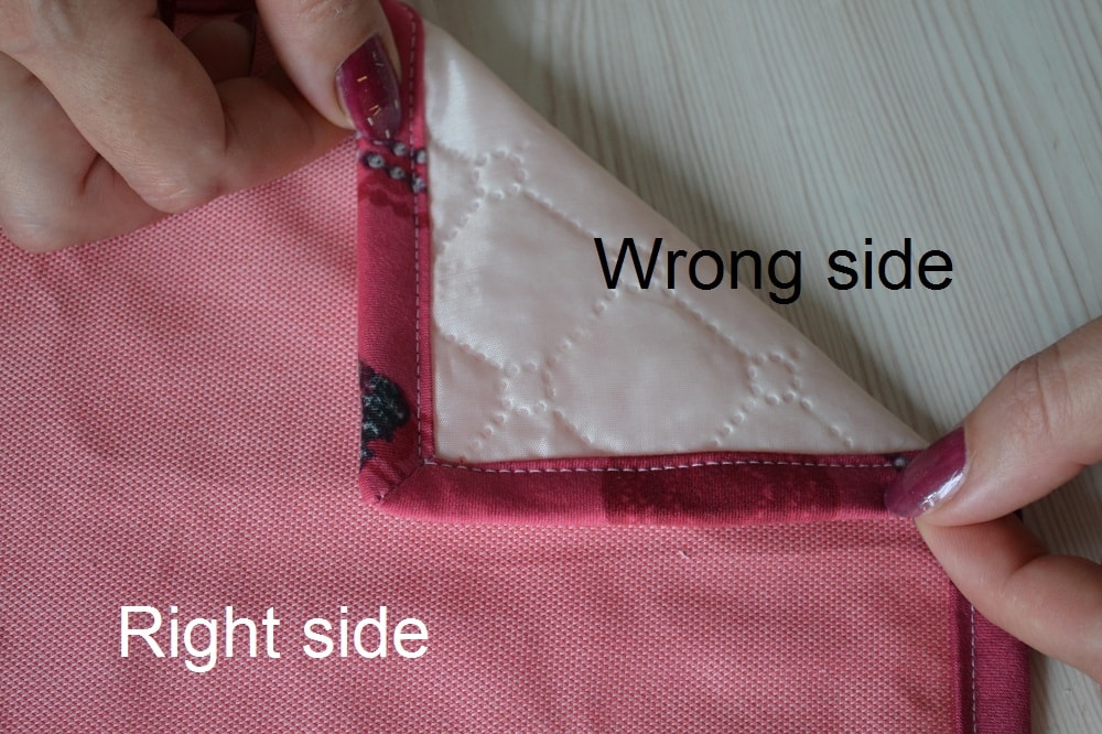 Right side and wrong side of fabric