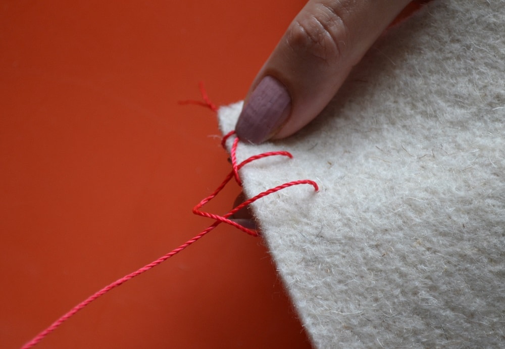 Begin stitching from right to left