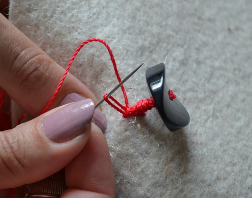 Pull out the needle through the leg