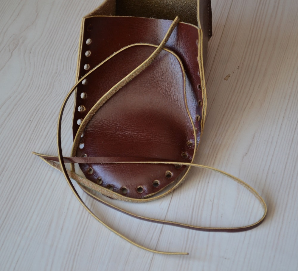 Cut a narrow leather strip