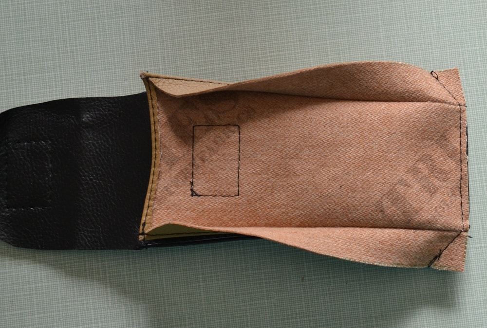 Sewing bottom edges of glasses case
