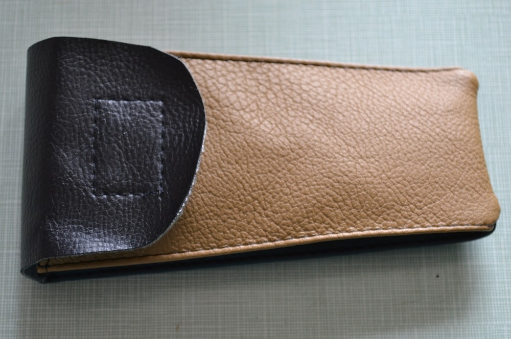 Leather glasses case - view from above