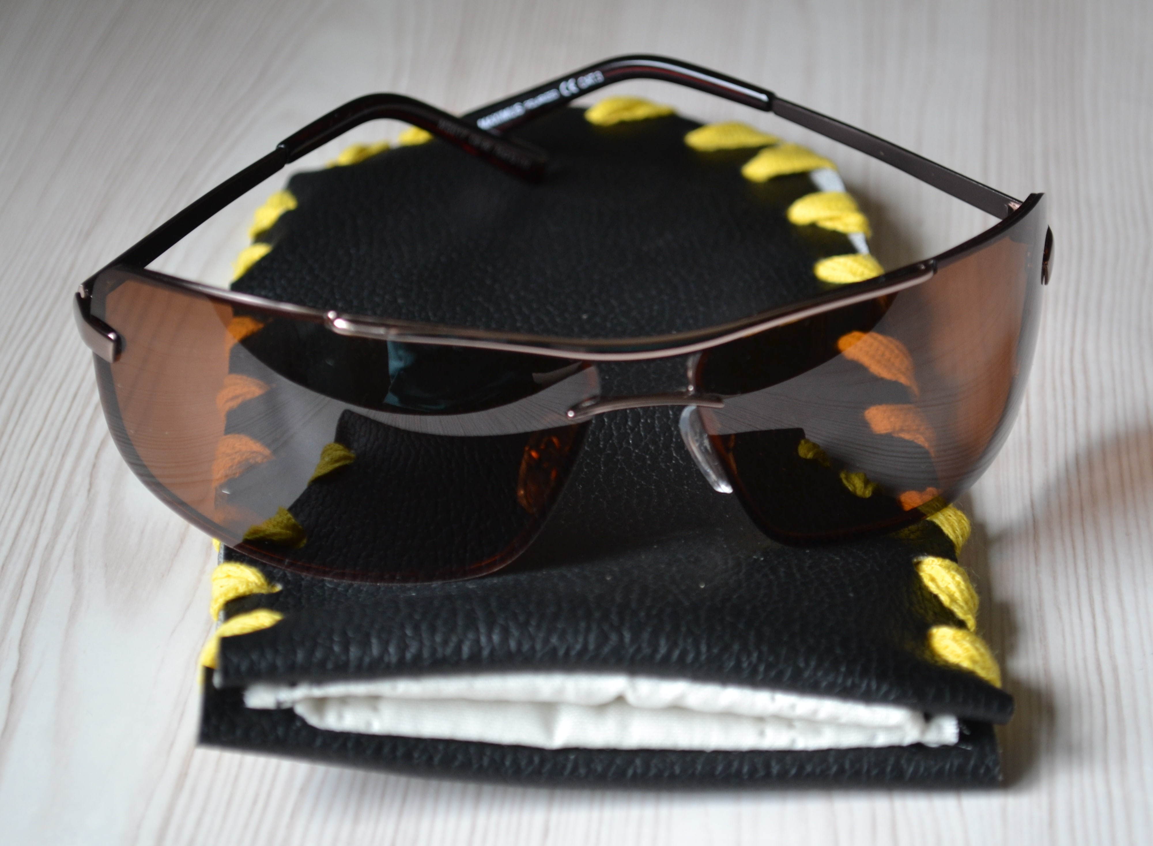 Making a leather sunglasses case is ready