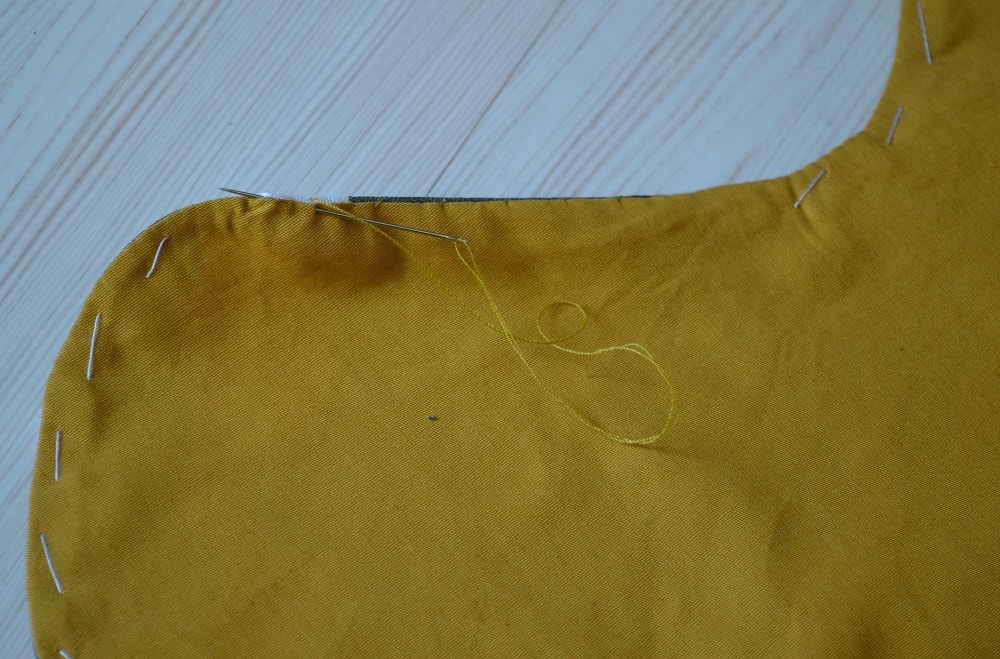 Baste stitches along edges