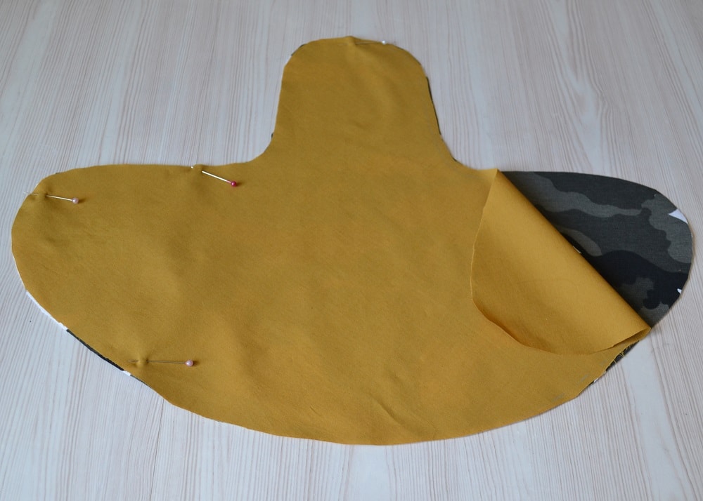 Before sewing fasten edges of hats