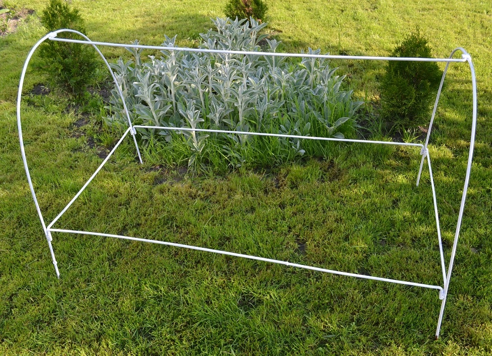 Frame the greenhouse having two arcs
