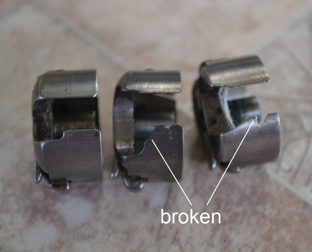Do not use damaged bobbin cases