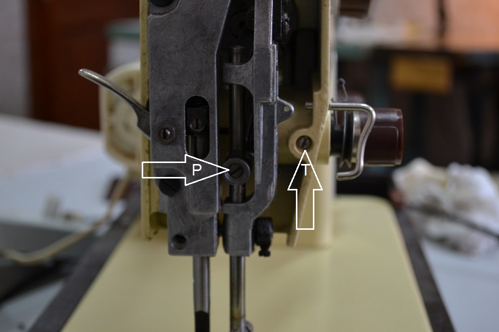 The screw of presses needle bar