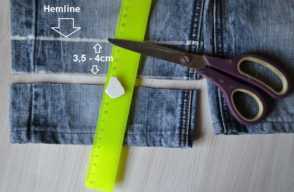 Line where is needed to shorten jeans