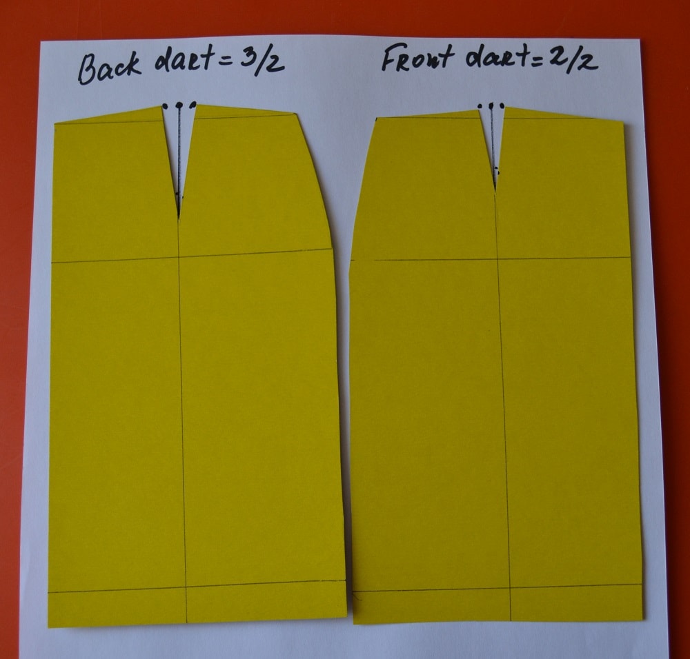 Both darts width need divide in half