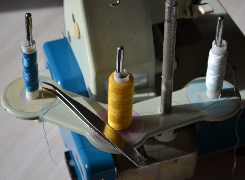 Different colors of threads a serger