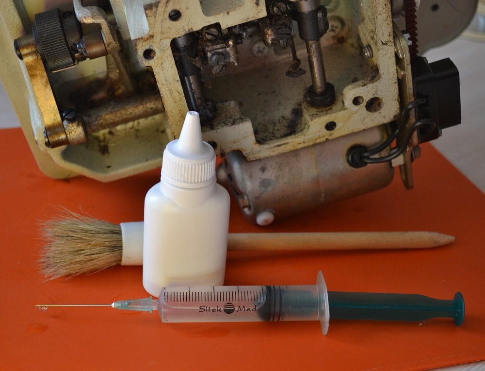 For oiling overlocker use a medical syringe