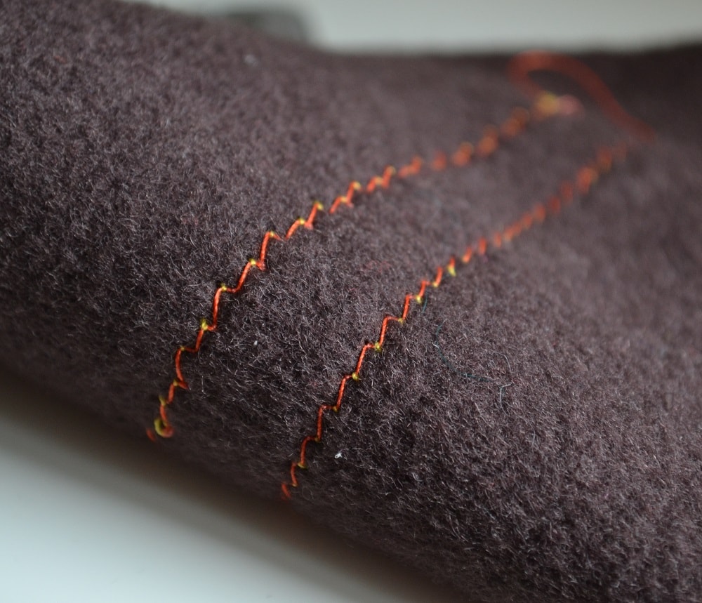 Double stitch on the back side of fabric