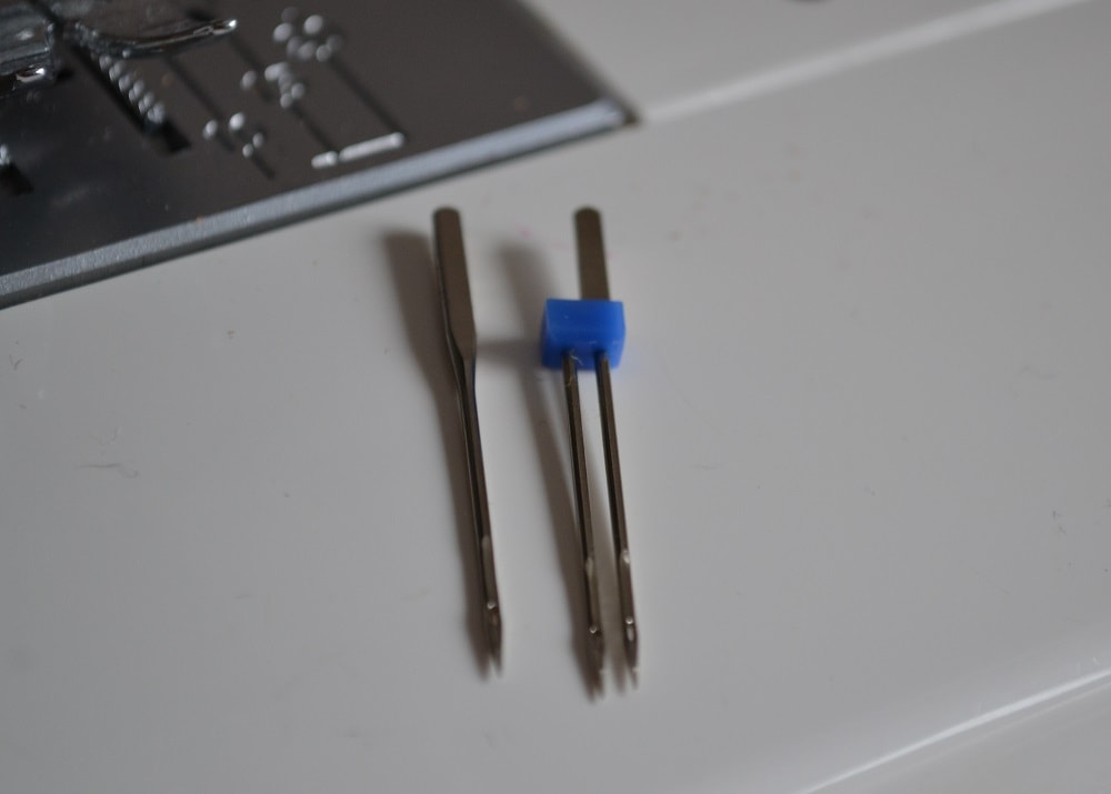 Double needle and usual needle