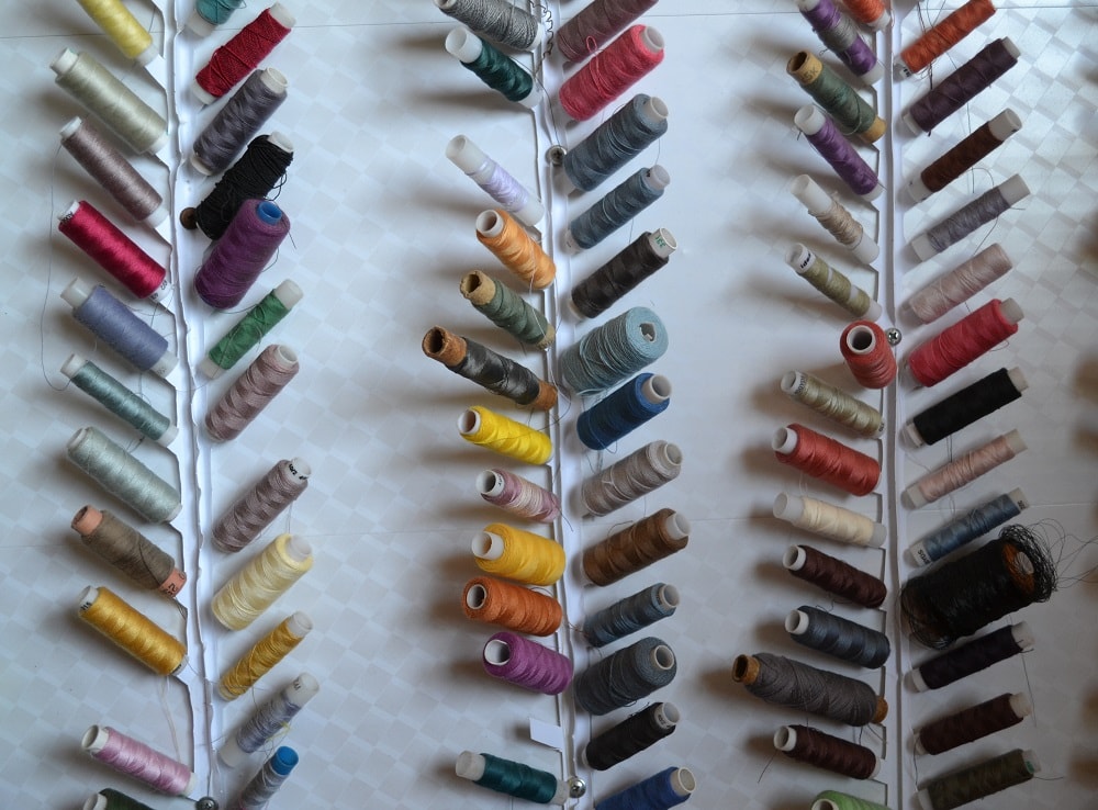 Homemade rack for storage thread coils