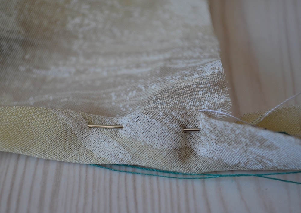 French bias binding on back side of neckline