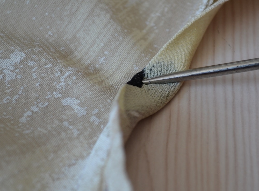 Fold the strip to the wrong side a neckline