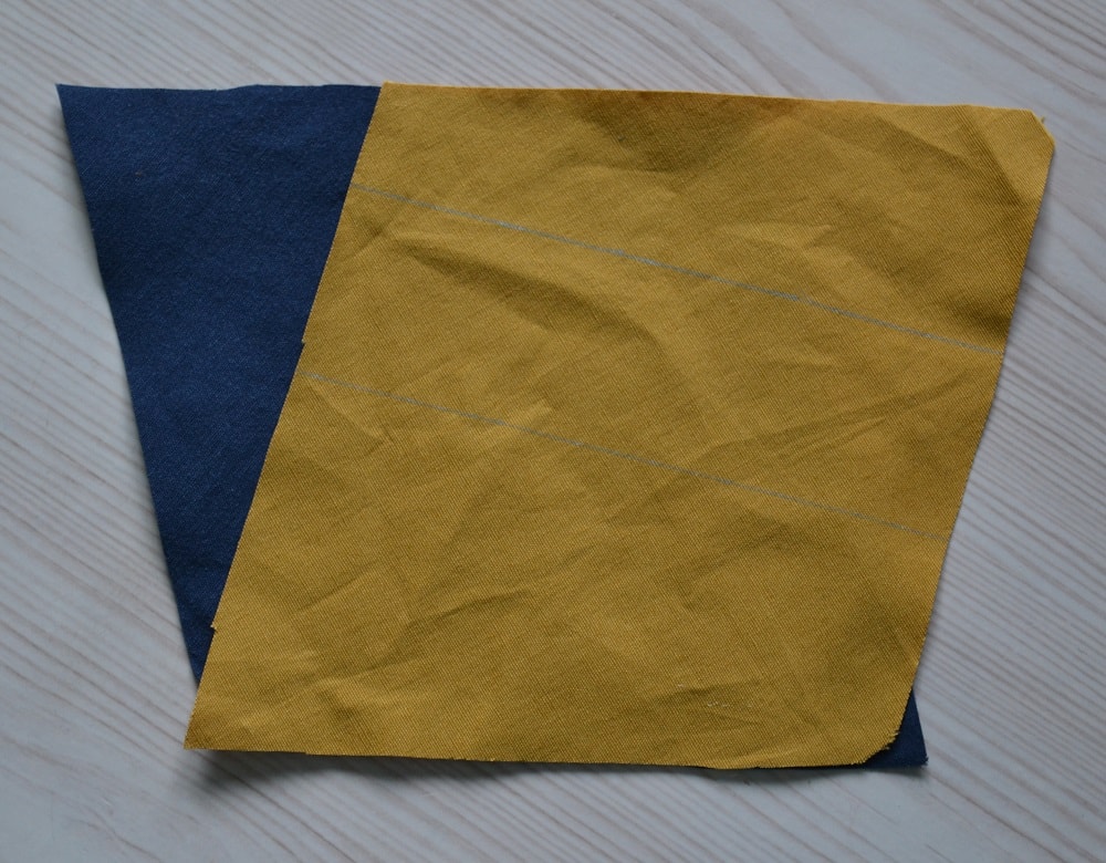 Fold two small parts face down inside