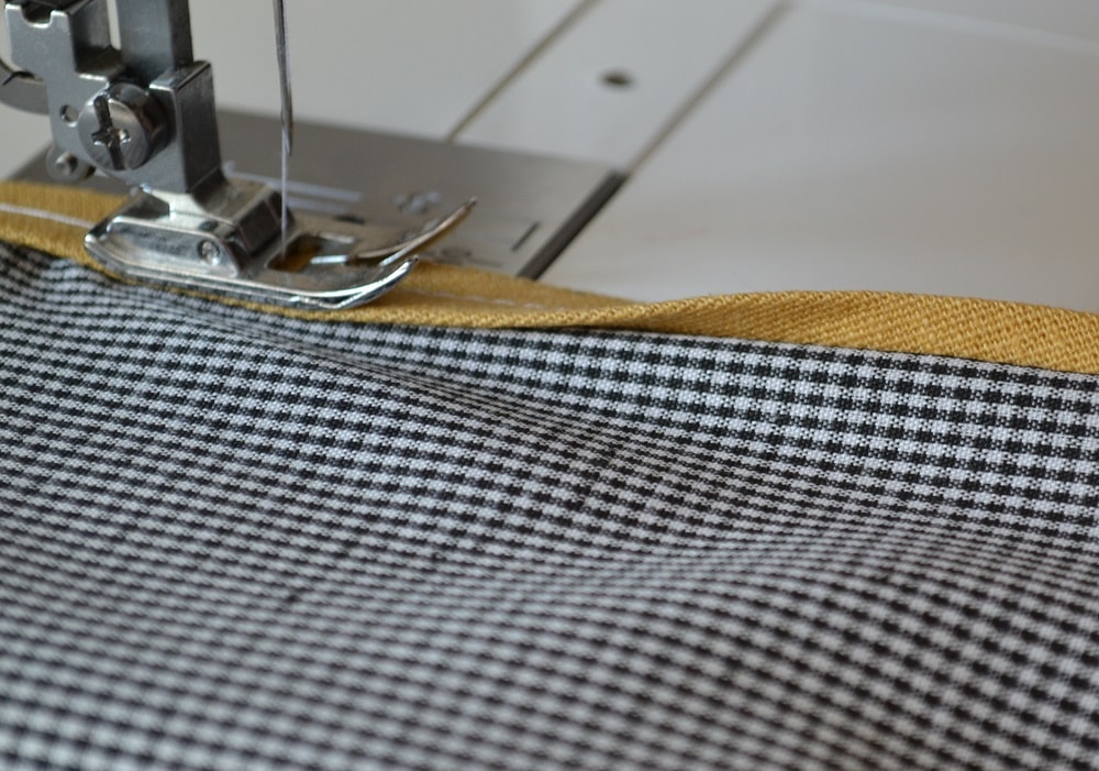 Handmade border is sewn to fabric