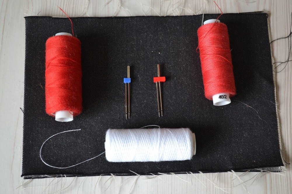 For sewing with twin needle need three threads