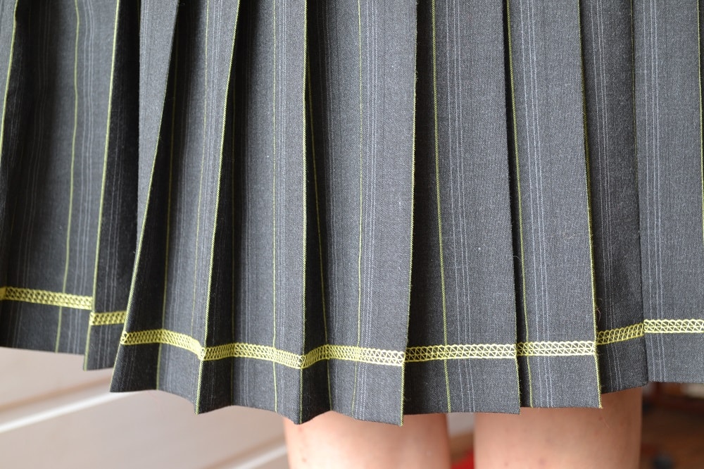 The pleated skirts in finished form
