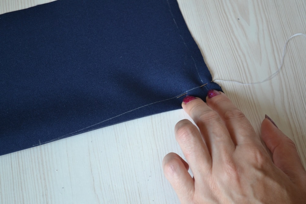 Baste a dart along marking line