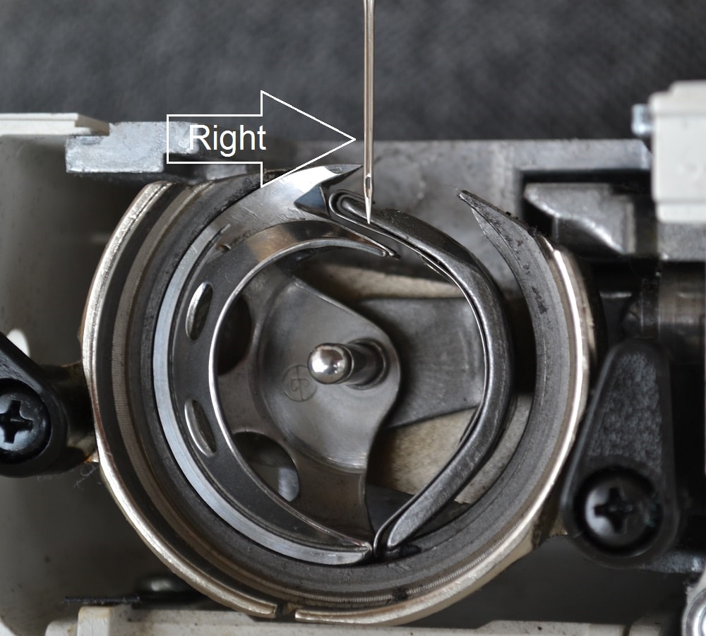 Needle in right position of zigzag stitch