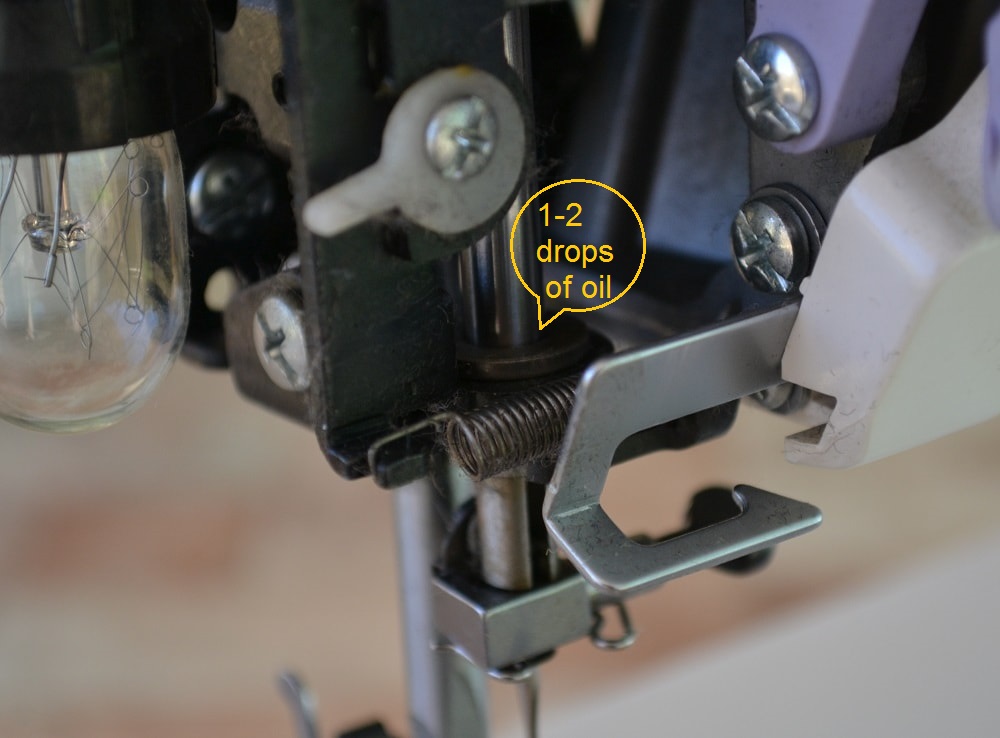 Oiling places of needle bar