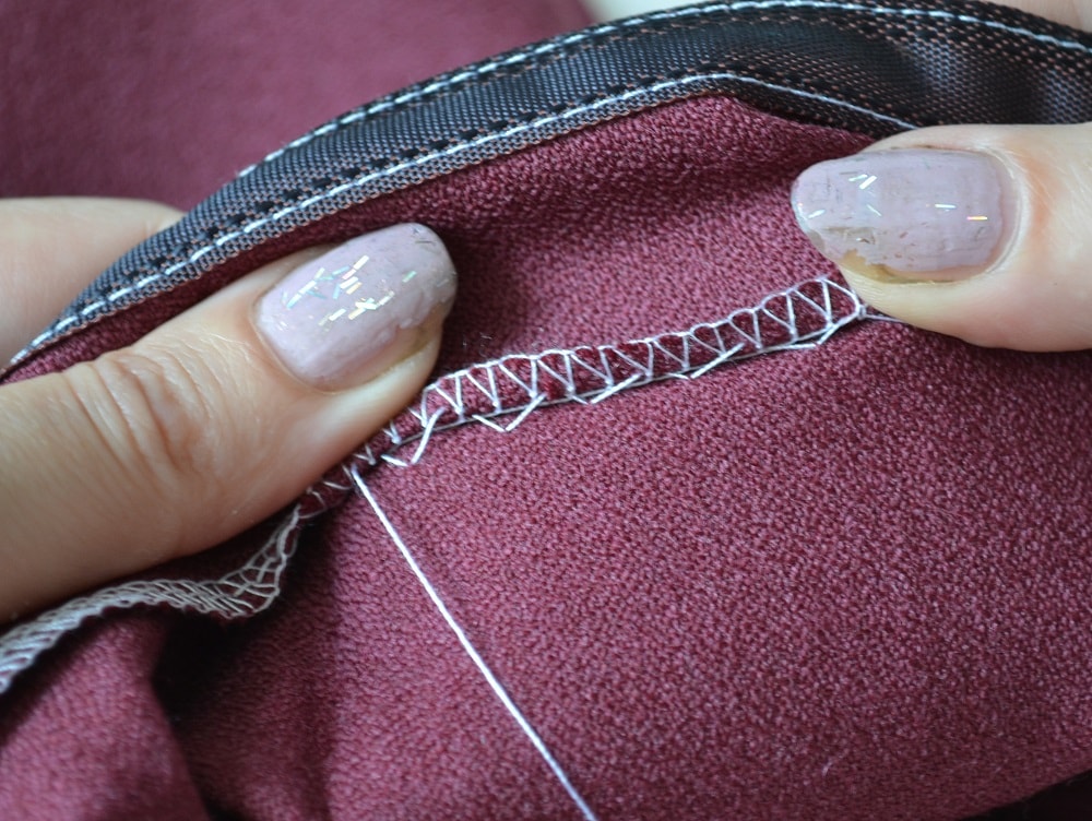 How looks a hem seam on the wrong side of skirt