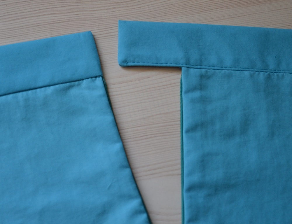 Face side of skirt after sewing a waistband