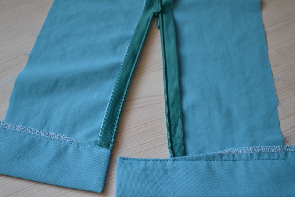 Wrong side of skirt with waistband