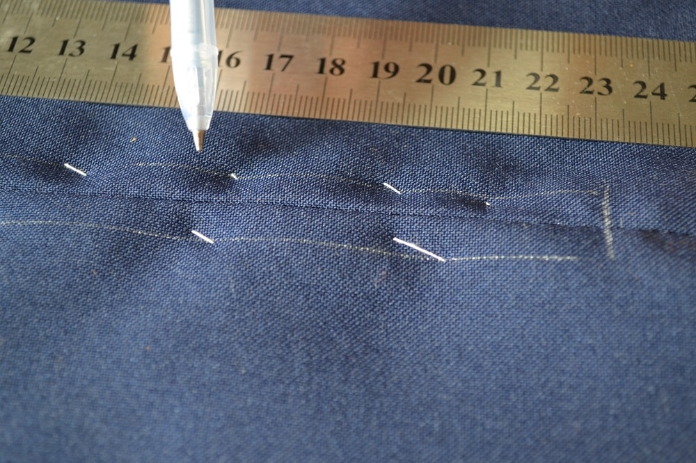 Sewing along marked lines